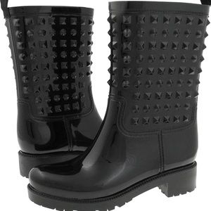 Capelli New York Ladies Studded Mid-Calf Rain Boot Black